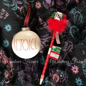 Rae Dunn ceramic Rejoice Christmas tree ornament